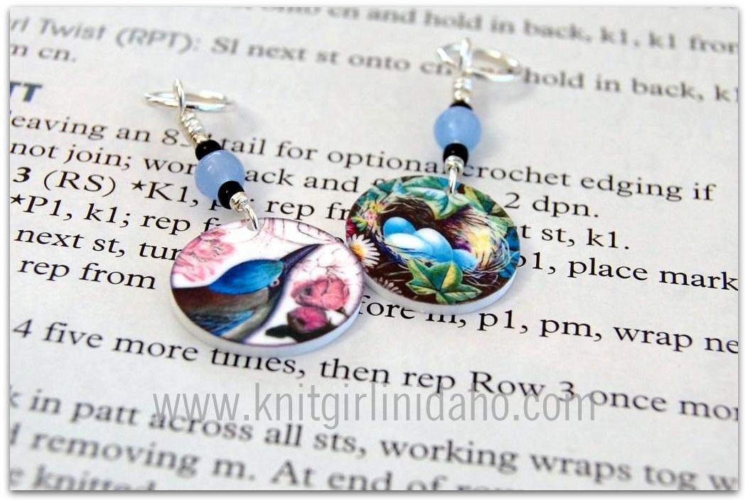 Bird & Nest with Eggs Charm Stitch Markers (Set of 2)