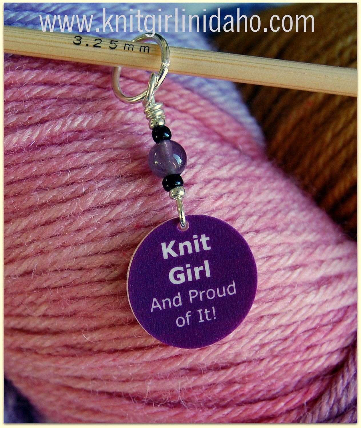 Purple Knit Girl Stitch Marker