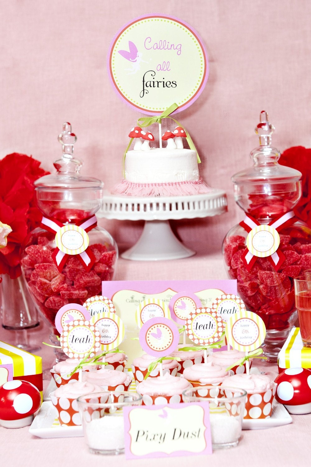 Garden Fairy Party Circles Cupcake Toppers - PRINTABLE - By A Blissful Nest