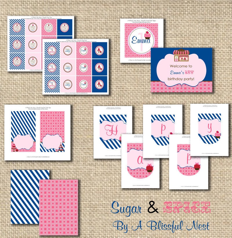 Sweet Shoppe Sugar And Spice Party Decorations - PRINTABLE - Package Collection - By A Blissful Nest