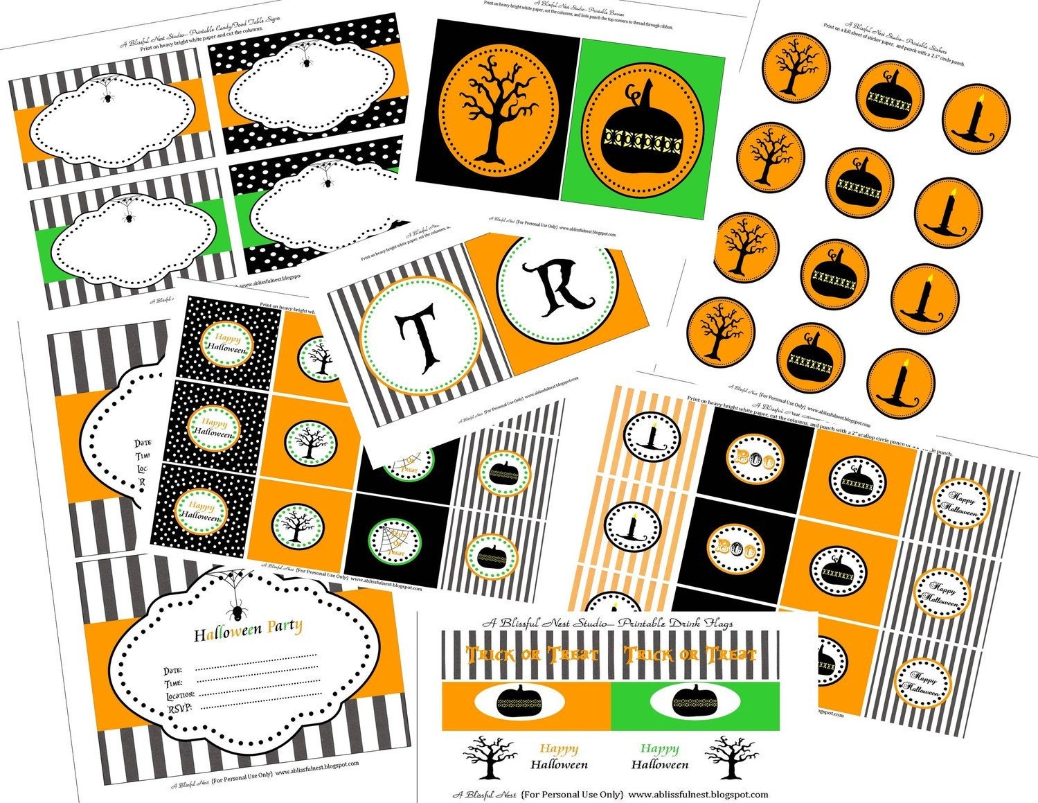 INSTANT DOWNLOAD - Halloween Party Printable Decorations Package Collection - By A Blissful Nest Il_570xn