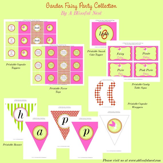 Garden Fairy Birthday Decorations - PRINTABLE Party Package Collection - By A Blissful Nest Il_570xn