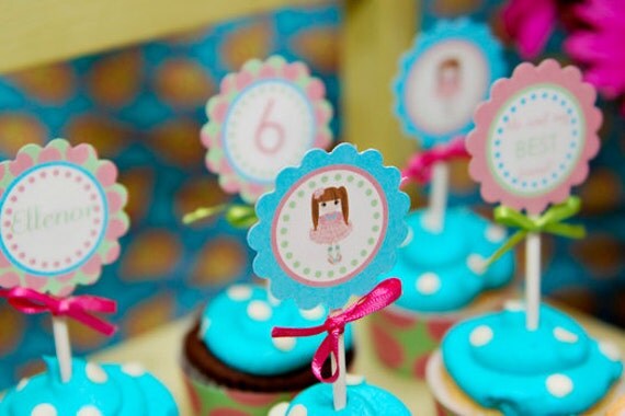 Best Friend Doll American Girl - Cupcake Toppers Party Circles - PRINTABLE - By A Blissful Nest Il_570xn