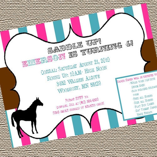 Cowgirl Birthday Party Invitation - PRINTABLE - By A Blissful Nest Il_570xn