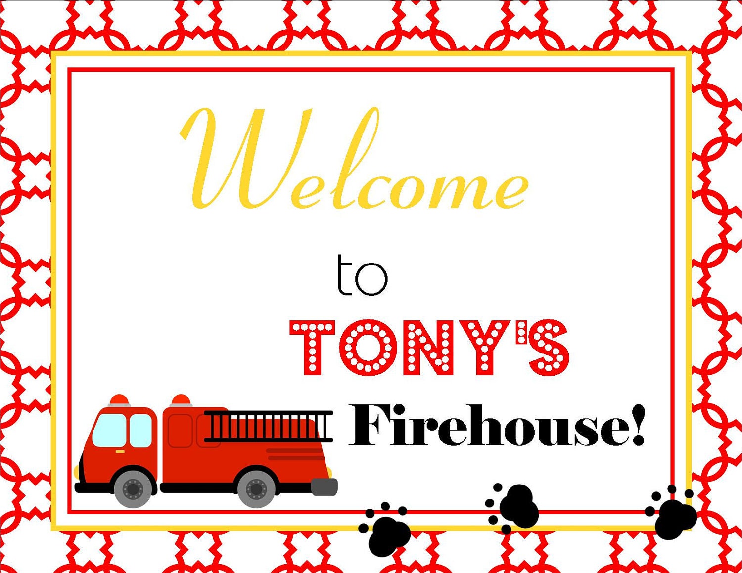 Fire Truck Sign - Door Welcome Sign - PRINTABLE - By A Blissful Nest Il_570xn