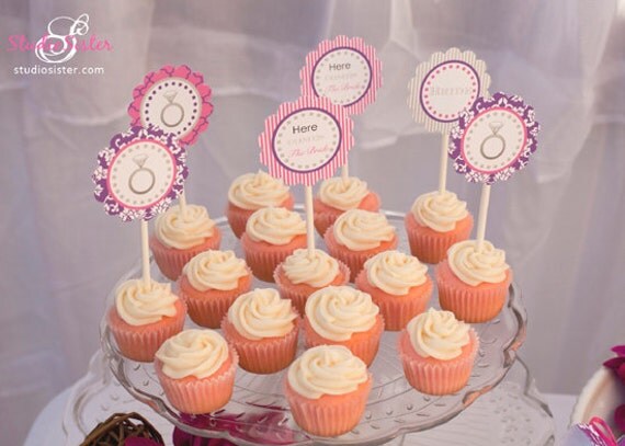MODERN BRIDAL SHOWER Printable Cupcake Toppers - By A Blissful Nest Il_570xn
