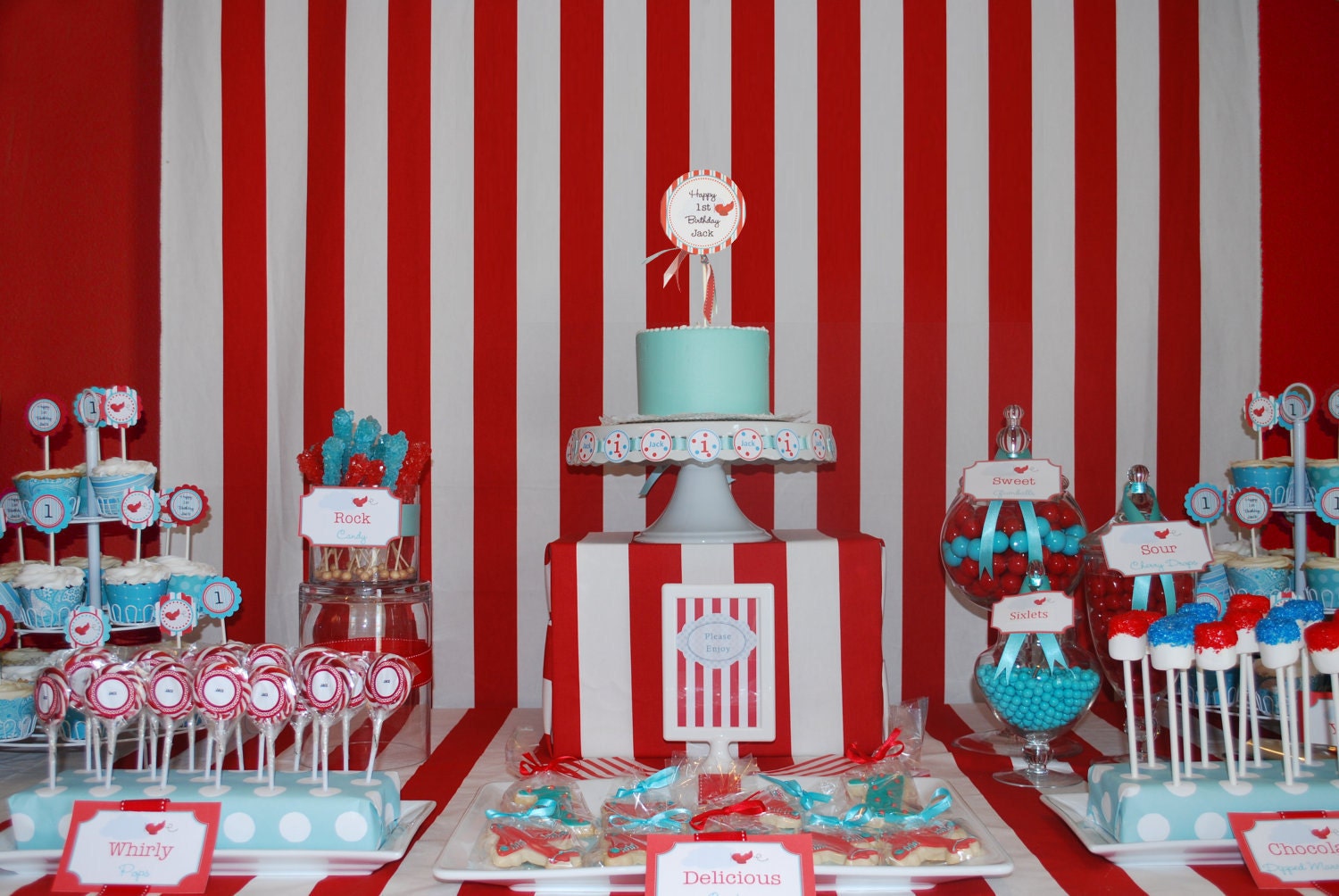 Vintage Airplane Birthday Party Decorations - DIY PRINTABLE Party Package - Red and Turquoise - By A Blissful Nest Il_570xn