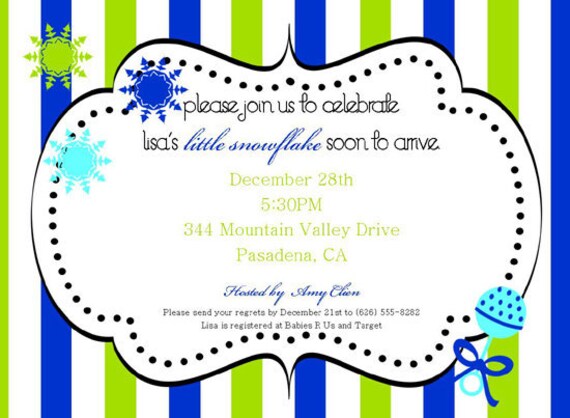 Baby Shower Invitation - PRINTABLE - Little Snowflake Baby Shower Invitation - By A Blissful Nest Il_570xn