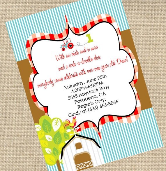 Farm Barnyard Birthday Invitation - PRINTABLE - By A Blissful Nest - As Seen On Pizzazzerie Il_570xn