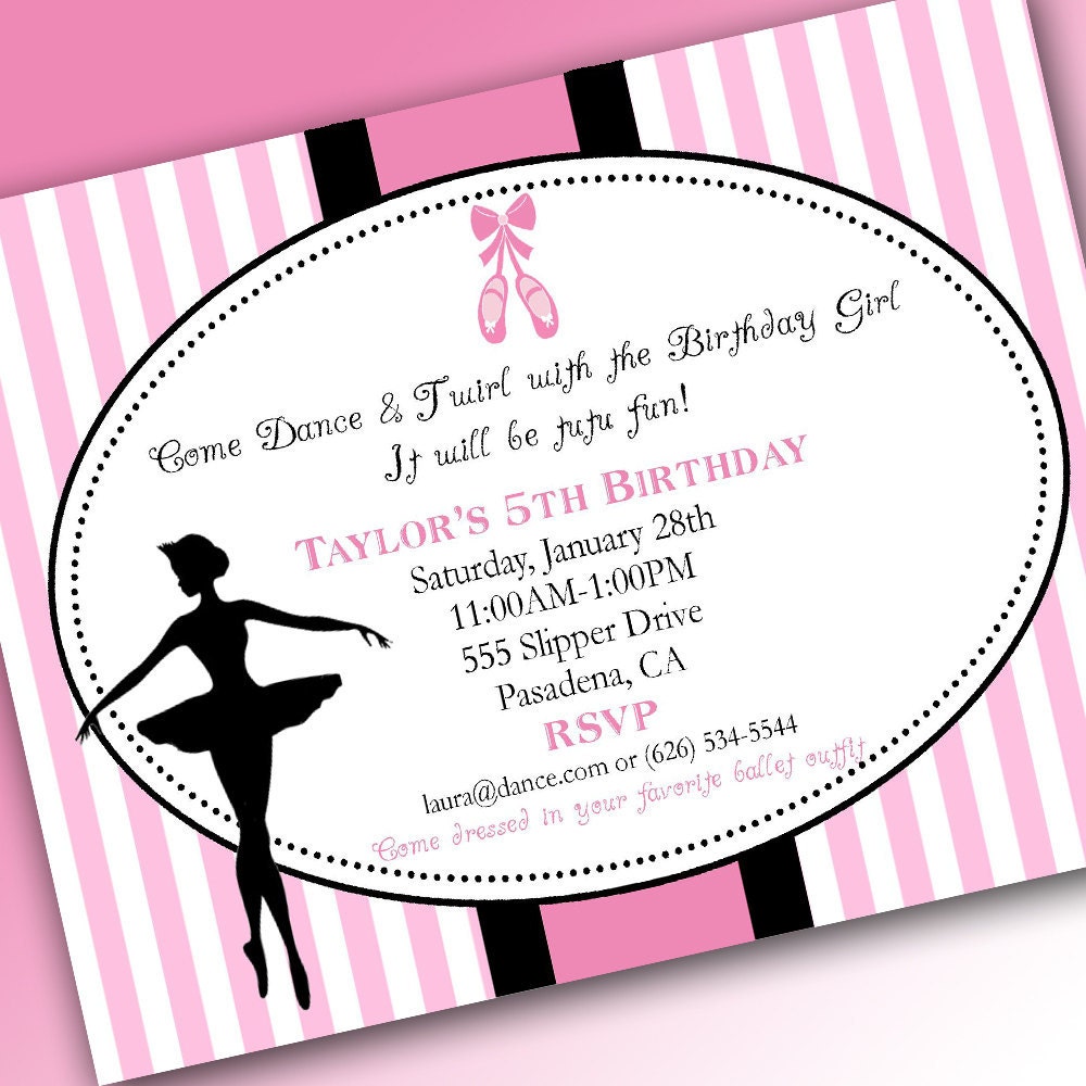 Ballerina Ballet Birthday Invitation - PRINTABLE - By A Blissful Nest Il_570xn