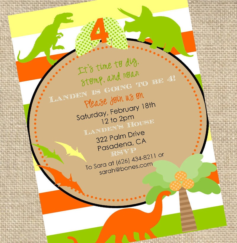 Dinosaur Birthday Invitation - PRINTABLE - By A Blissful Nest