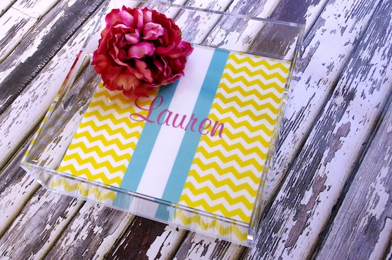 Lucite Tray - 12x12 Acrylic Tray - By A Blissful Nest - customize with pattern and colors