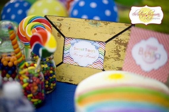Rainbow Birthday Party Decorations Package Collection - PRINTABLE - By A Blissful Nest