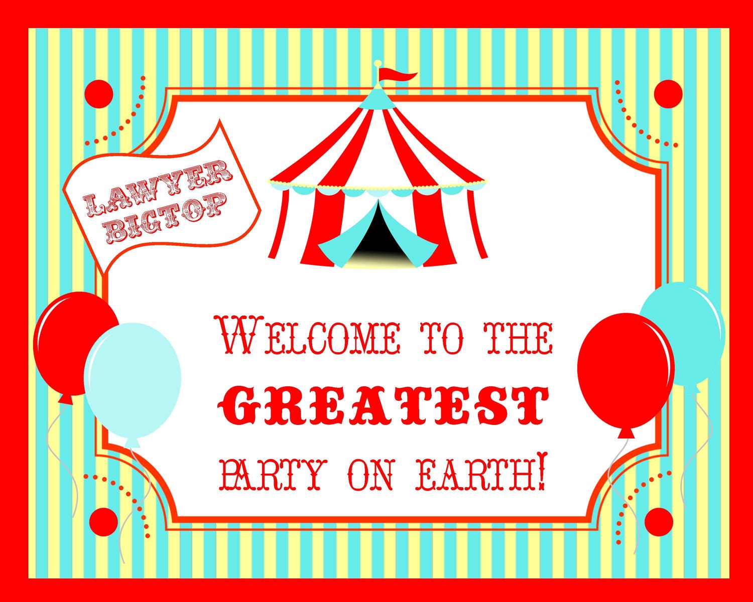 Circus Carnival Big Top Welcome Sign - 8x10 Poster - PRINTABLE - By A Blissful Nest
