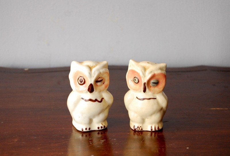 Vintage WINKING OWLS salt and pepper shakers