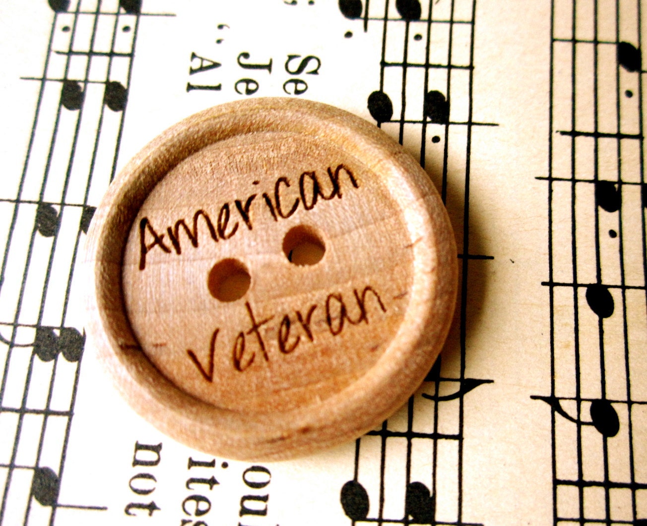 Set of 5- American Veteran -1 inch Wooden Engraved Buttons