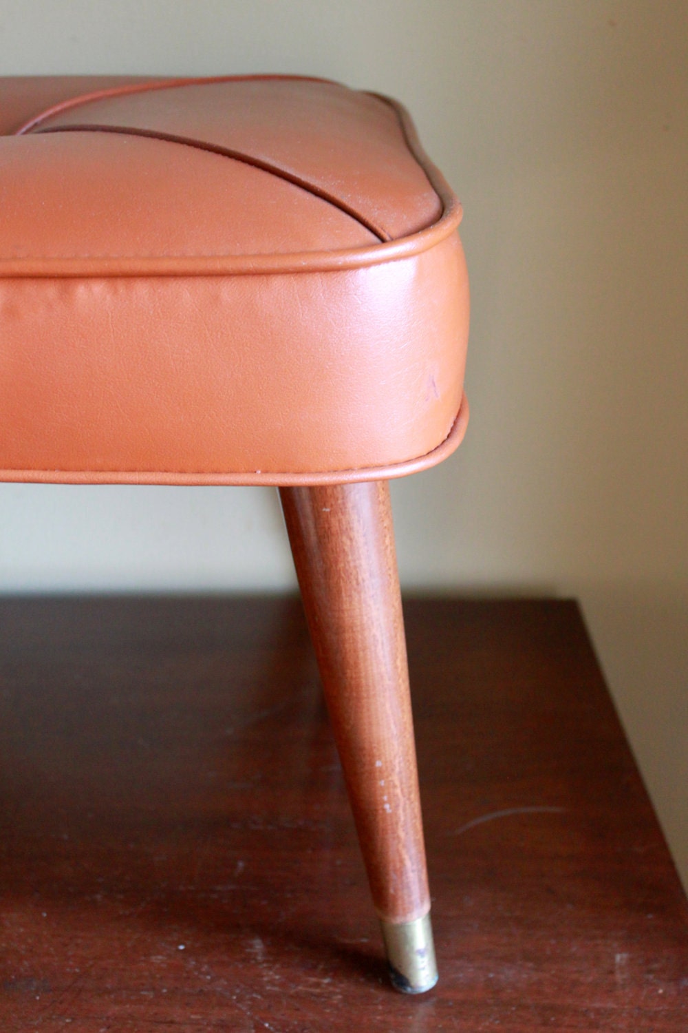 Modern Retro Square Brown Ottoman Stool Foot Rest