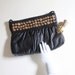 Vintage Black Leather Purse with Golden Brass Circles