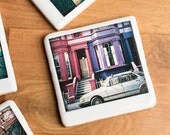 Polaroid Ceramic Coaster - Red and Purple Houses