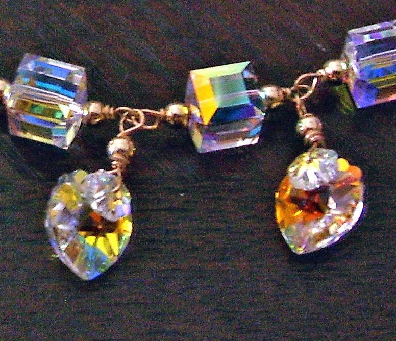 14K Gold Filled Swarovski Crystal Cube Bracelet 24 Color Choices