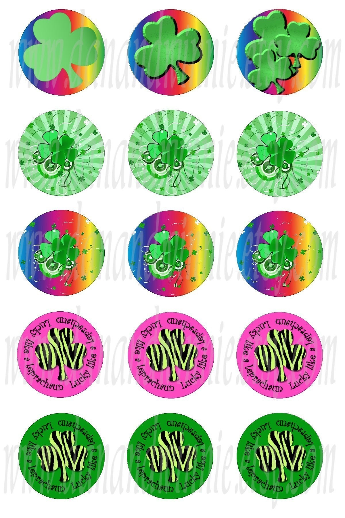 ST PATRICKS DAY  1 inch round circle digital images for bottle caps, scrapbooking, tags 4X6 digital graphics collage sheet