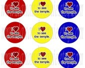 I LOVE To See The Temple primary 1 inch circles digital graphics collage sheet, bottle caps, scrapbooking, tags