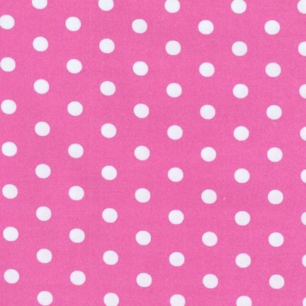Polka Dot Dots RK Cotton Fabric 1/4 quarter inch White on Primrose Hot Shocking Pink