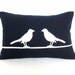 Two birds Sitting on a Wire Decorative Navy Blue or Black Pillow 12 x 16 inches