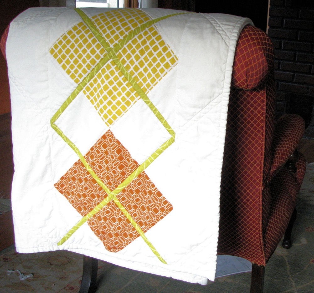 Argyle Organic Quilt Baby or Lap Size - Price Reduced Second