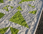 Organic Quilt, Modern Patchwork, Cream and Spring Green Spring Tree, Throw Size