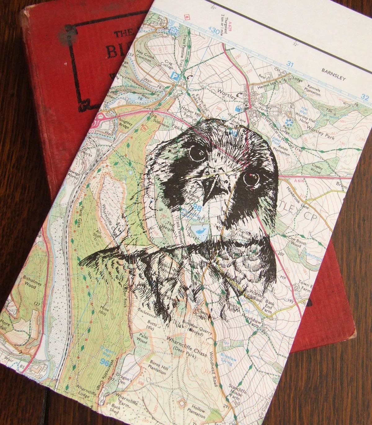 Sale Gocco Print Kestrel Map Bird Gocco Print