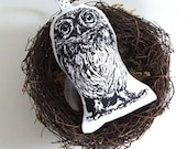 Gocco Printed Lavender Sachet Little Owl In Black and White