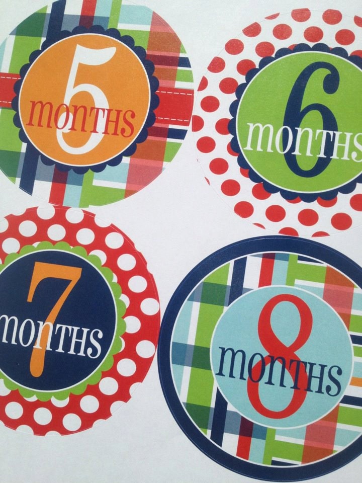 Monthly Baby Onesie Stickers - Madras Plaid