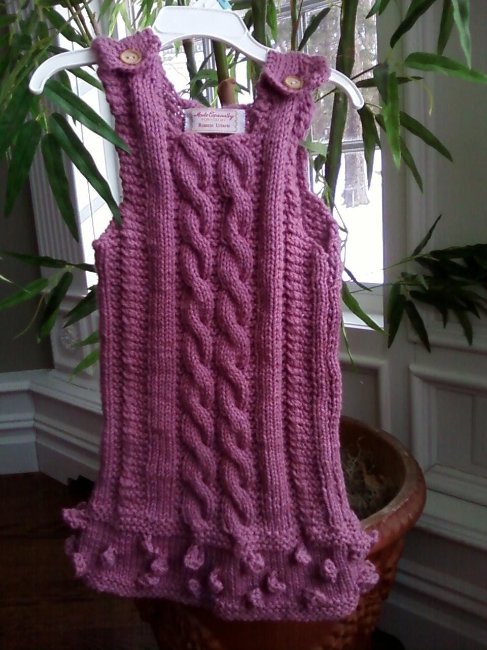 Girls pink dress/ cable stitch/size 5/ custom orders welcome