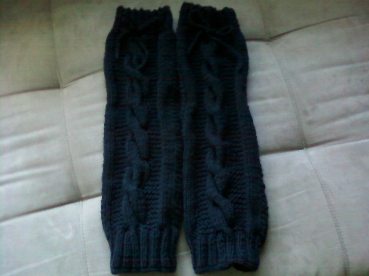 Women legs warmer in black cable stitch/hand knit/Ready to Ship