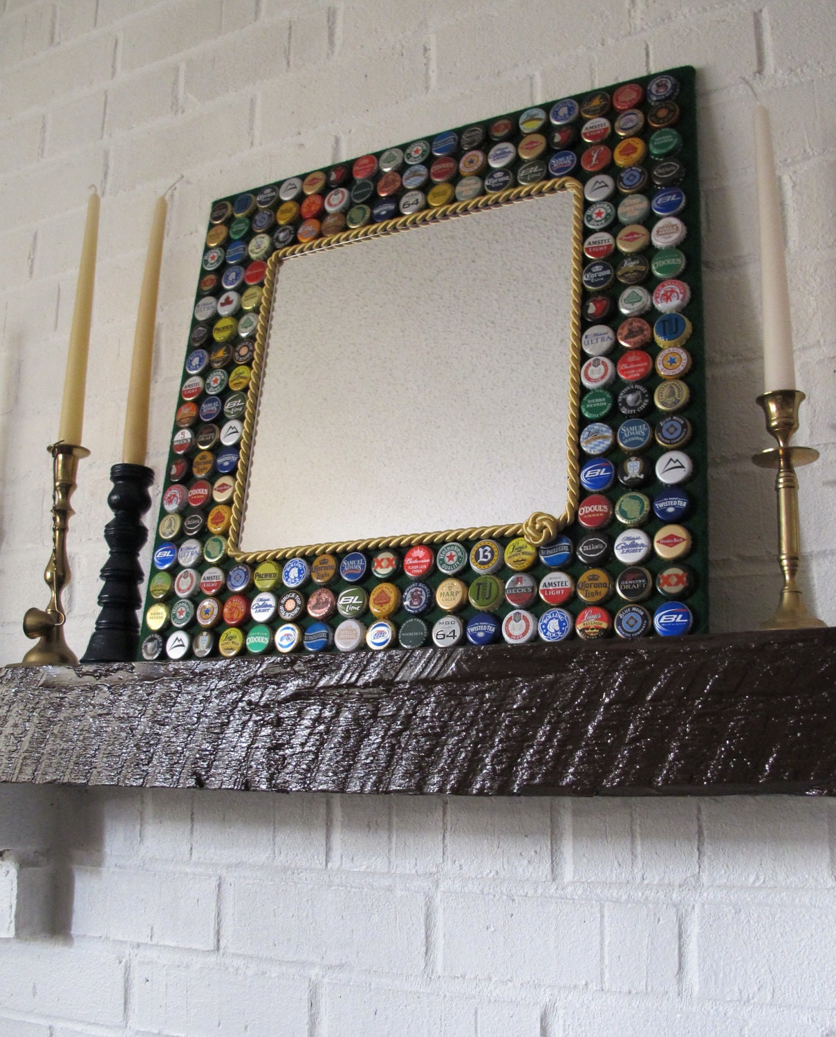 Beer Bottle Cap Mirror-Beer/Bottle Caps/Mirror/Bottle Cap Furniture/Home Decor