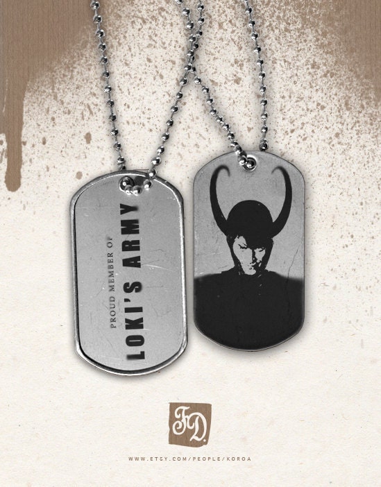 Pendant LOKI's ARMY  , Marvel , the Avegers , dog tag