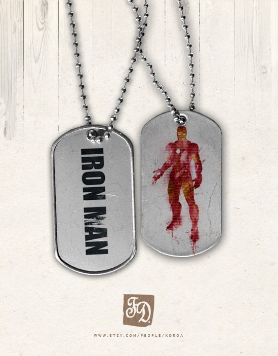 Pendant Iron Man , Marvel , the Avegers , dog tag