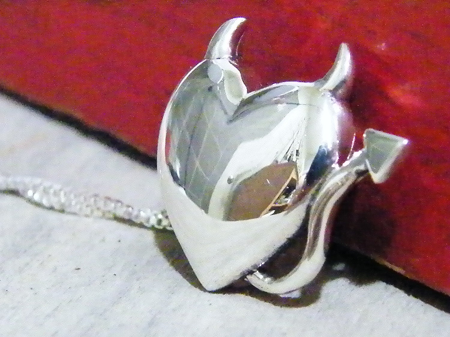 devil heart necklace sterling silver pendant