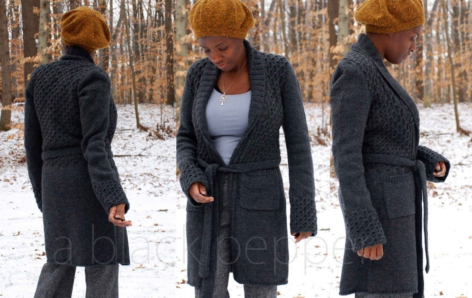 Original Knitting PDF pattern - Adeline Coat Sweater - Cable knit pattern