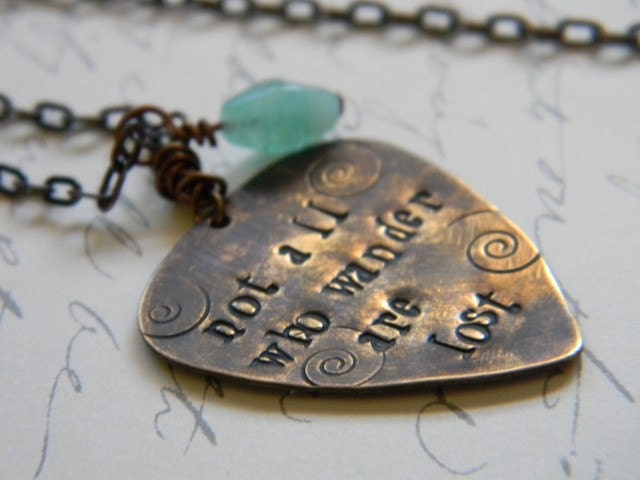 lord of the rings "wander" teardrop necklace