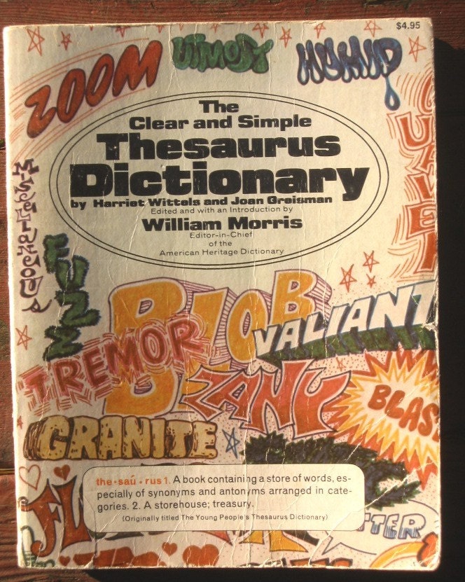 70s zany zoom Thesaurus and Dictionary with groovy cover 1971 childrens