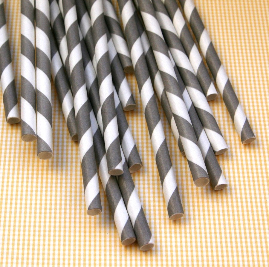 Grey Striped Paper Straws with DIY Flags (25) Il_170x135