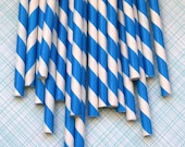 Blue Striped Paper Straws with DIY Flags (25)