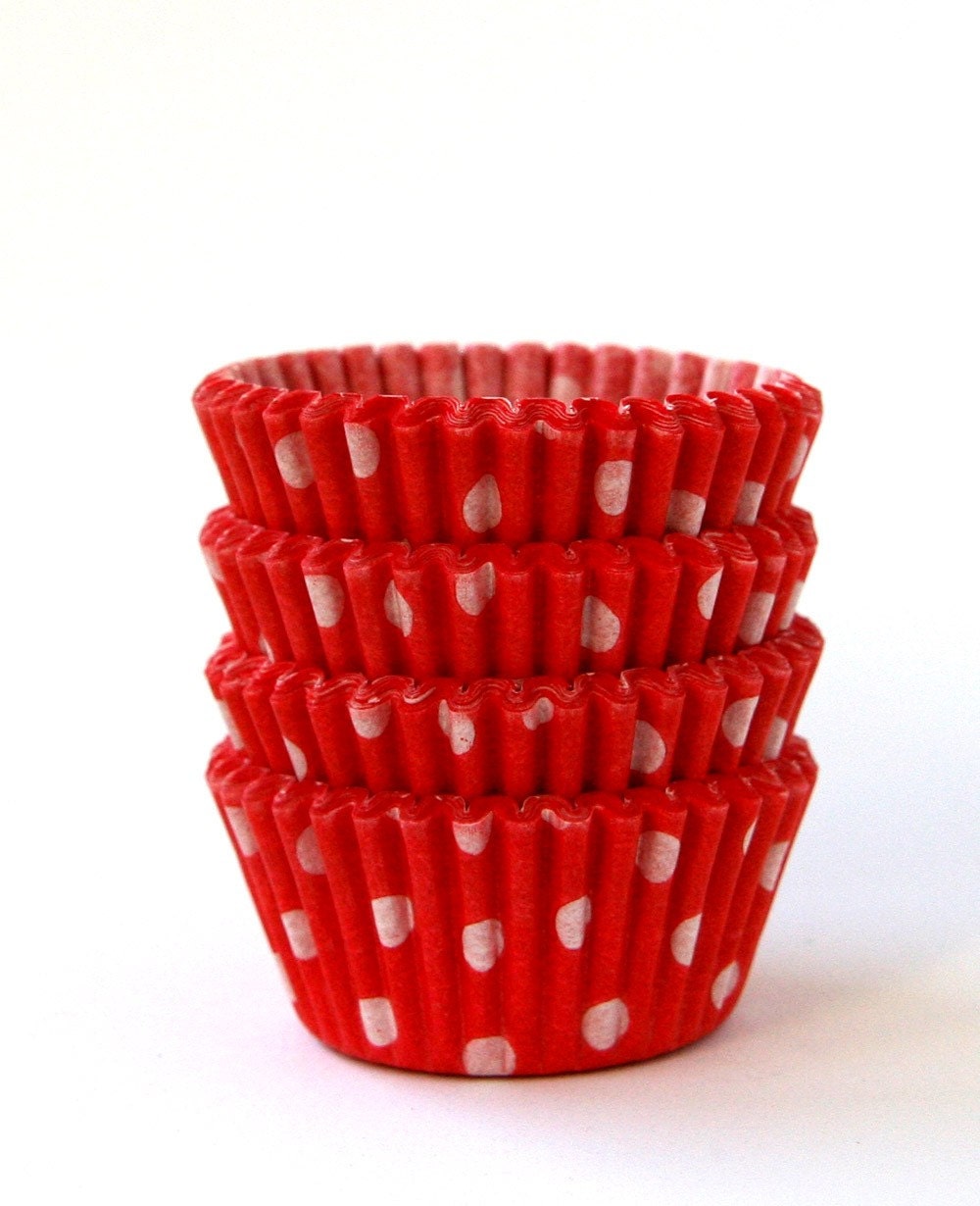 MINI Red Polka Dot Cupcake Liners (60)