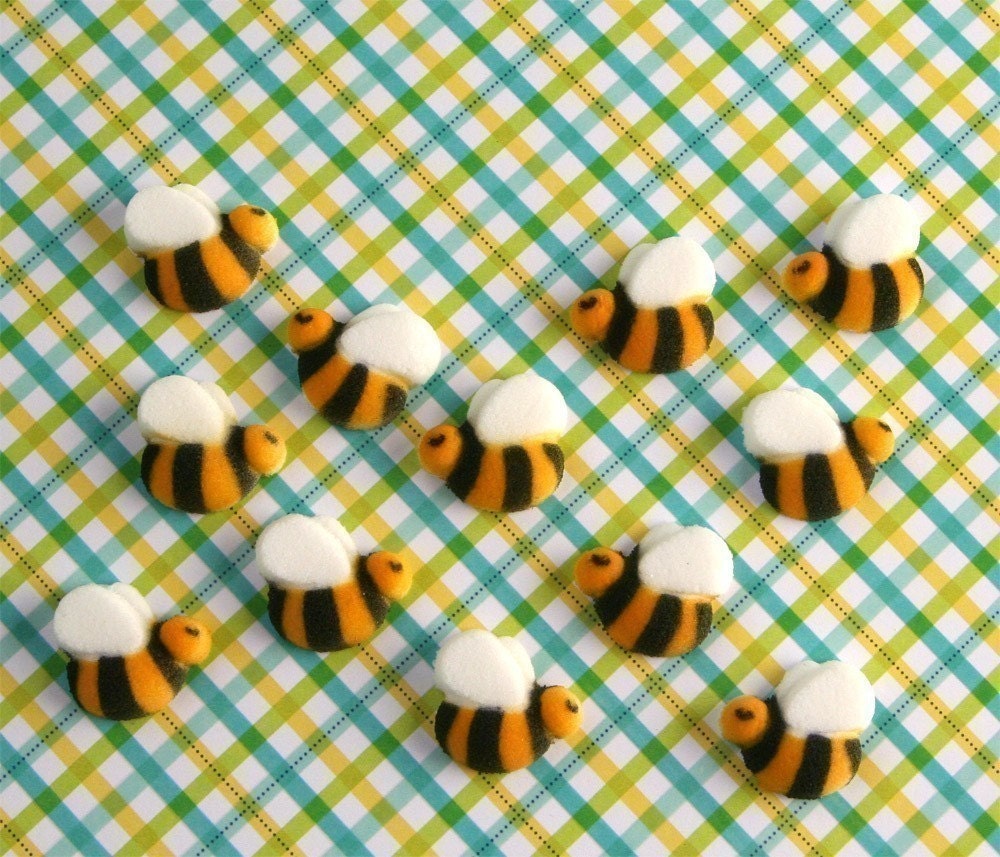 Bumble Bee Edible Sugar Decorations for Cupcake and Cake Decorating (48) Il_170x135