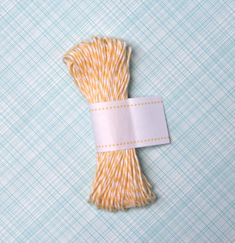 Buttercream Yellow Bakers Twine - Yellow and White Striped Twine (15 yards)
