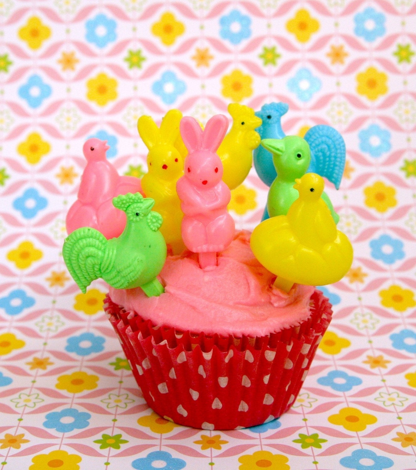 12 Spring or Easter Animal Cupcake Picks Il_570xn