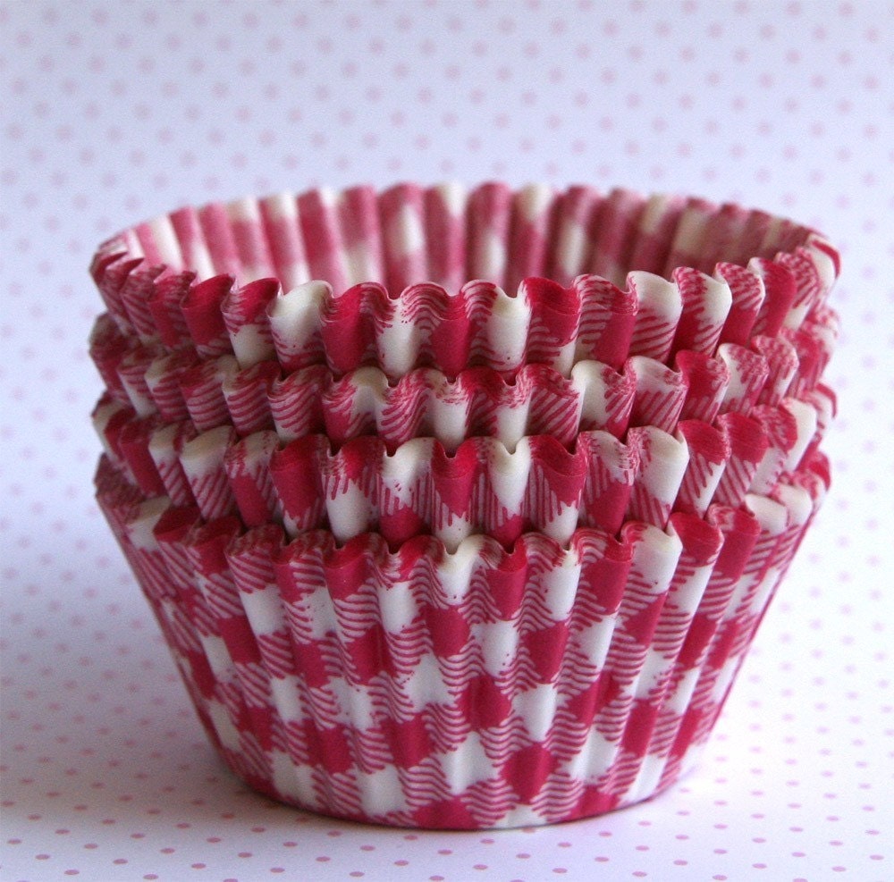 Pink Gingham Cupcake Liners (45) Il_570xn