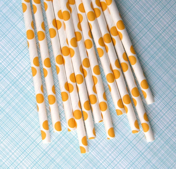 Yellow Polka Dot Paper Straws with Free Printable DIY Flags (25) Il_570xn